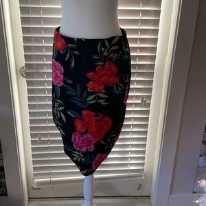 Express floral stretch pencil skirt